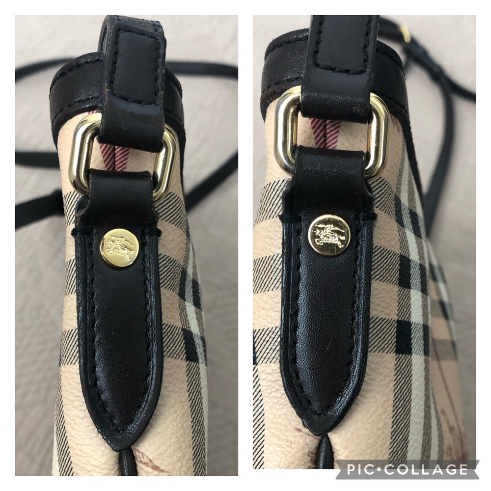 Auth Burberry Check and brown leather crossbody bag - Picture 12 of 17